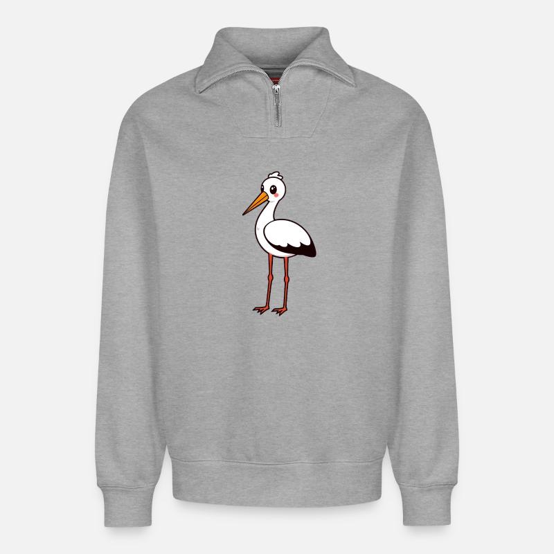 Storch - Relaxed Unisex Organic Half Zip Sweatshirt – von SPREAD - Grau meliert