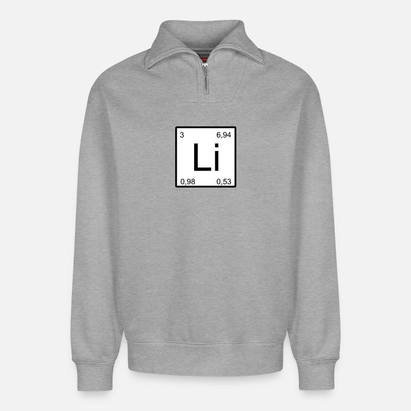 Lithium Minimal-Element Design - Relaxed Unisex Organic Half Zip Sweatshirt – von SPREAD - Grau meliert