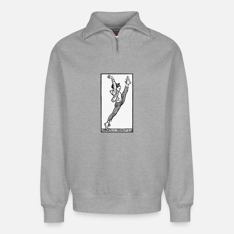 Danseuse #17 - Sweat unisexe décontracté en coton biologique à demi-zip – de SPREAD - gris chiné