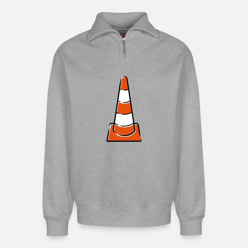 Chapeaux de construction - Sweat unisexe décontracté en coton biologique à demi-zip – de SPREAD - gris chiné