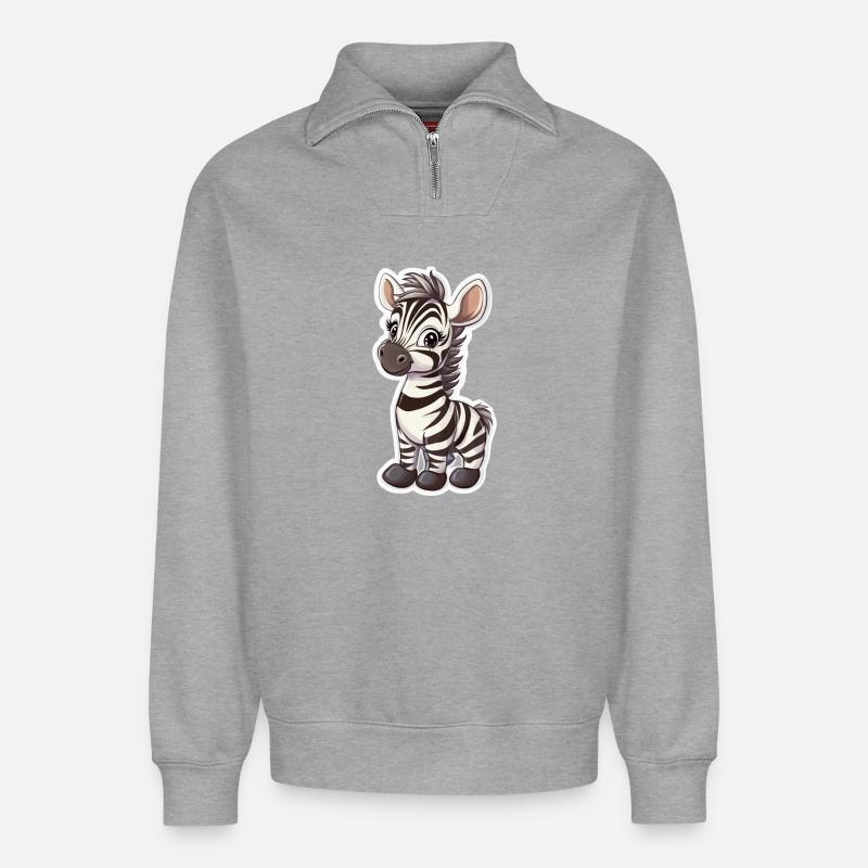 Zebra - Relaxed Unisex Organic Half Zip Sweatshirt – von SPREAD - Grau meliert