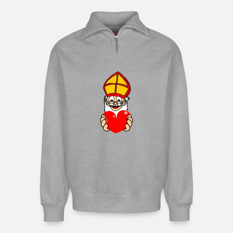 Sinterklaas with heart - Relaxed Unisex Organic Half Zip Sweatshirt – by SPREAD - heather grey