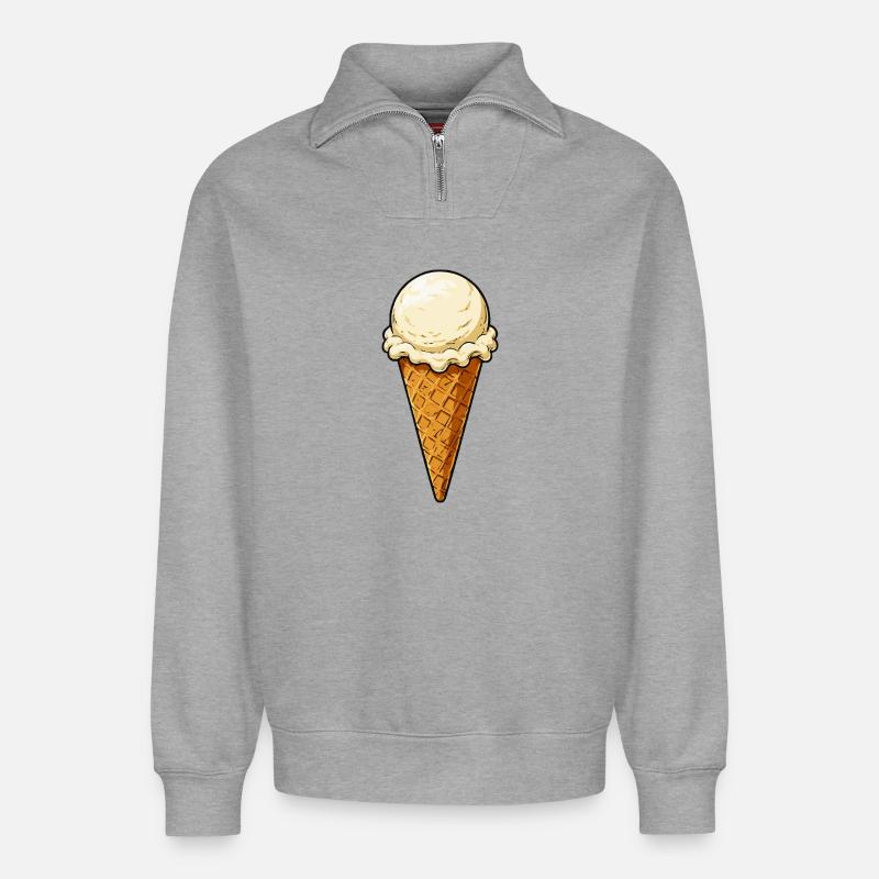Vanille Eis Kugel - Relaxed Unisex Organic Half Zip Sweatshirt – von SPREAD - Grau meliert