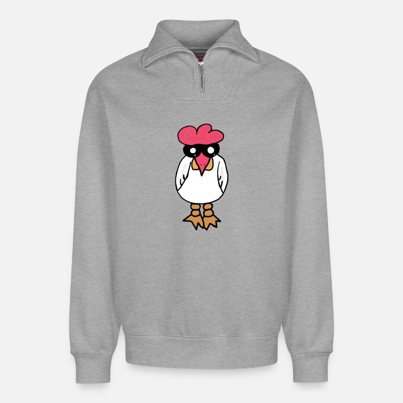 Huhn - Relaxed Unisex Organic Half Zip Sweatshirt – von SPREAD - Grau meliert