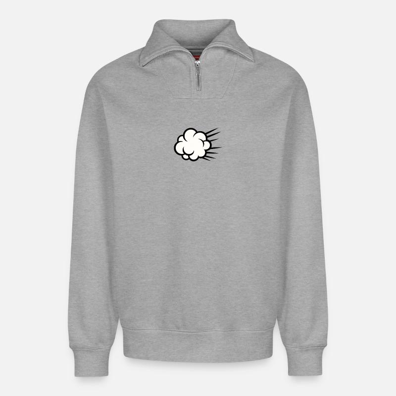 Wolkenbruch Karikatur - Relaxed Unisex Organic Half Zip Sweatshirt – von SPREAD - Grau meliert