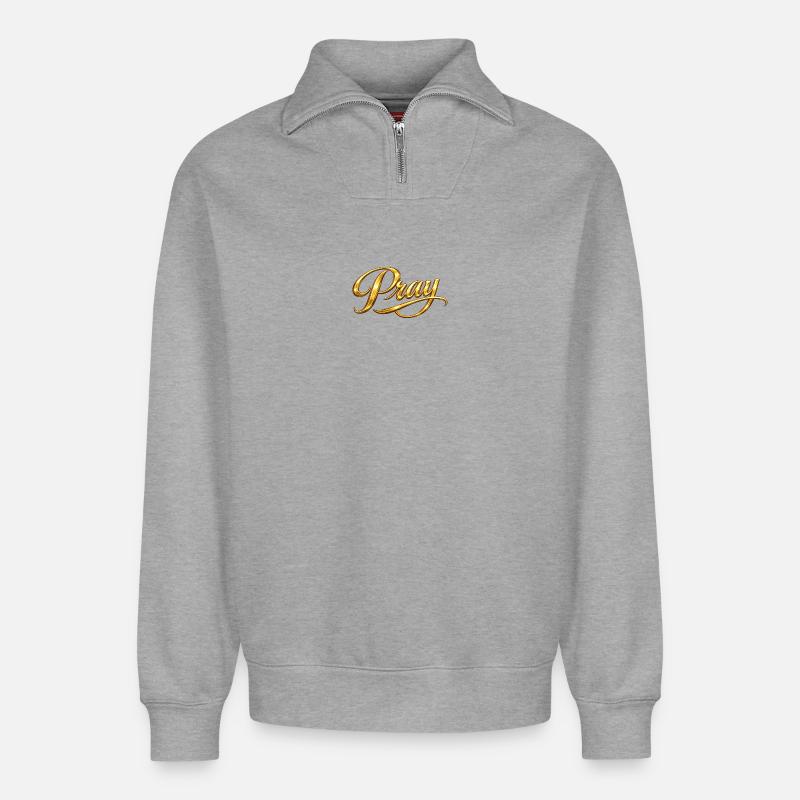 NEW -- Pray Always. - Relaxed Unisex Organic Half Zip Sweatshirt – by SPREAD - heather grey