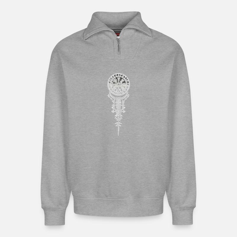 Vergvísir3 - Relaxed Unisex Organic Half Zip Sweatshirt – von SPREAD - Grau meliert