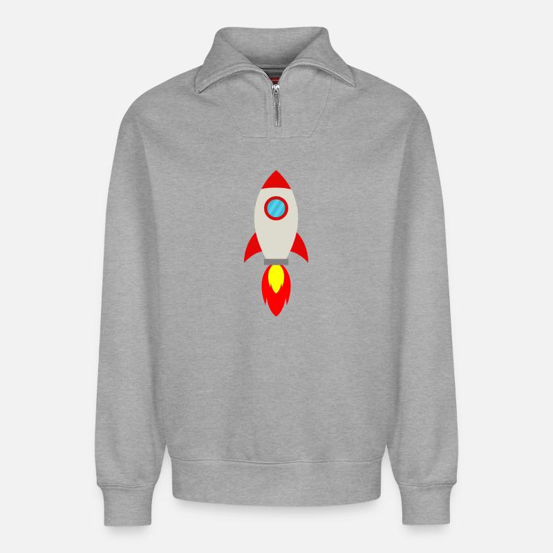Rocket space - Relaxed Unisex Organic Half Zip Sweatshirt – by SPREAD - heather grey