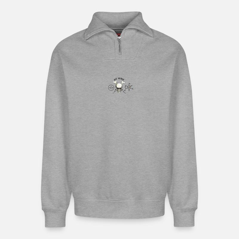 ICU Nurse Coffein - Relaxed Unisex Organic Half Zip Sweatshirt – von SPREAD - Grau meliert