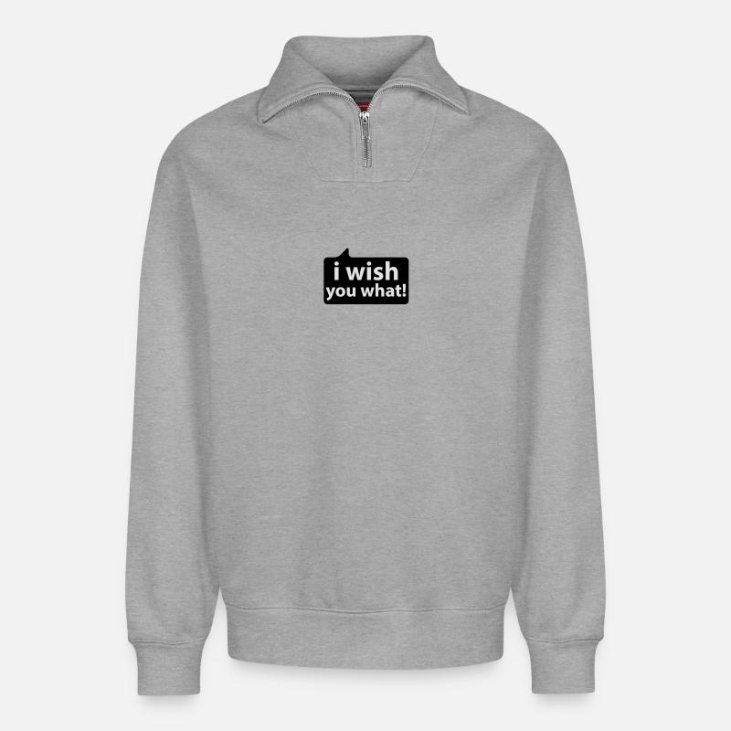 Ich wünsche Dir was - Relaxed Unisex Organic Half Zip Sweatshirt – von SPREAD - Grau meliert