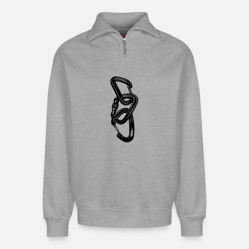 3 Karabiner – Klettern verbindet - Relaxed Unisex Organic Half Zip Sweatshirt – von SPREAD - Grau meliert