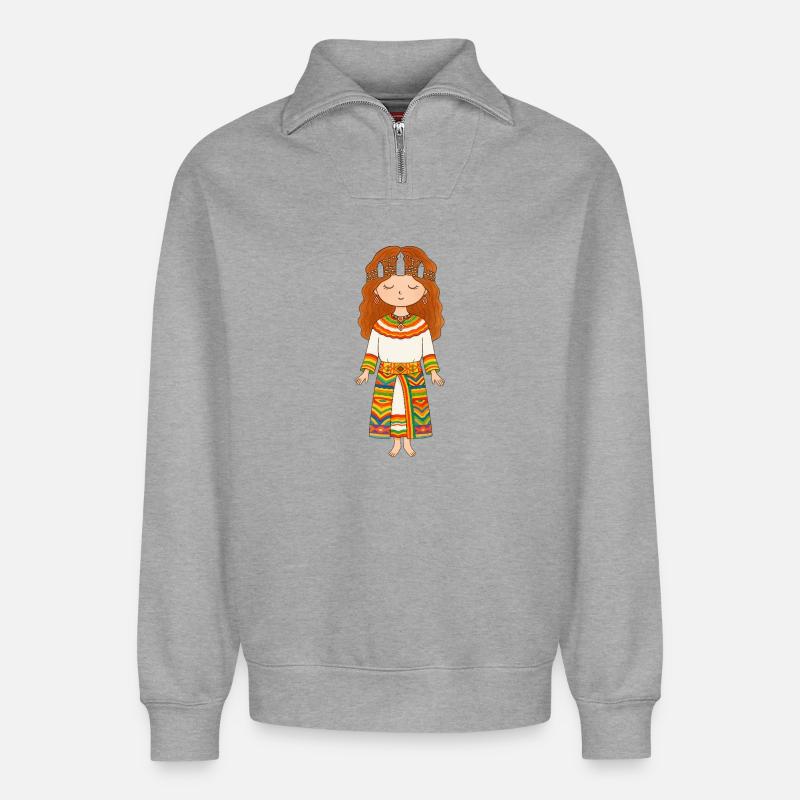Kabylisch - Relaxed Unisex Organic Half Zip Sweatshirt – von SPREAD - Grau meliert