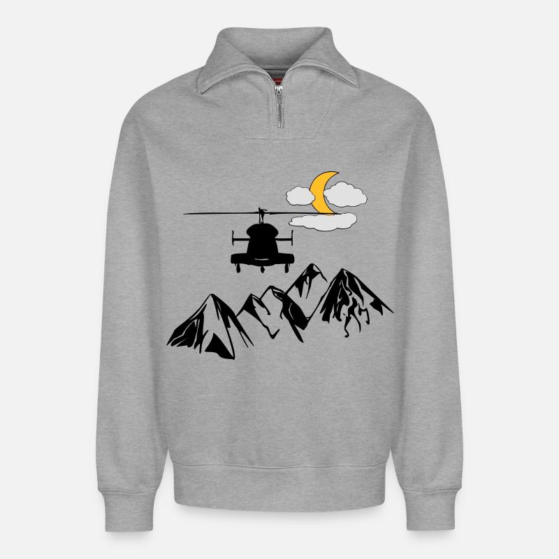 Hubschrauber - Relaxed Unisex Organic Half Zip Sweatshirt – von SPREAD - Grau meliert