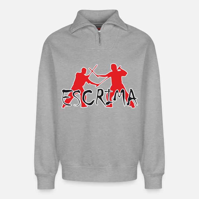 Escrima Sparring - Relaxed Unisex Organic Half Zip Sweatshirt – von SPREAD - Grau meliert