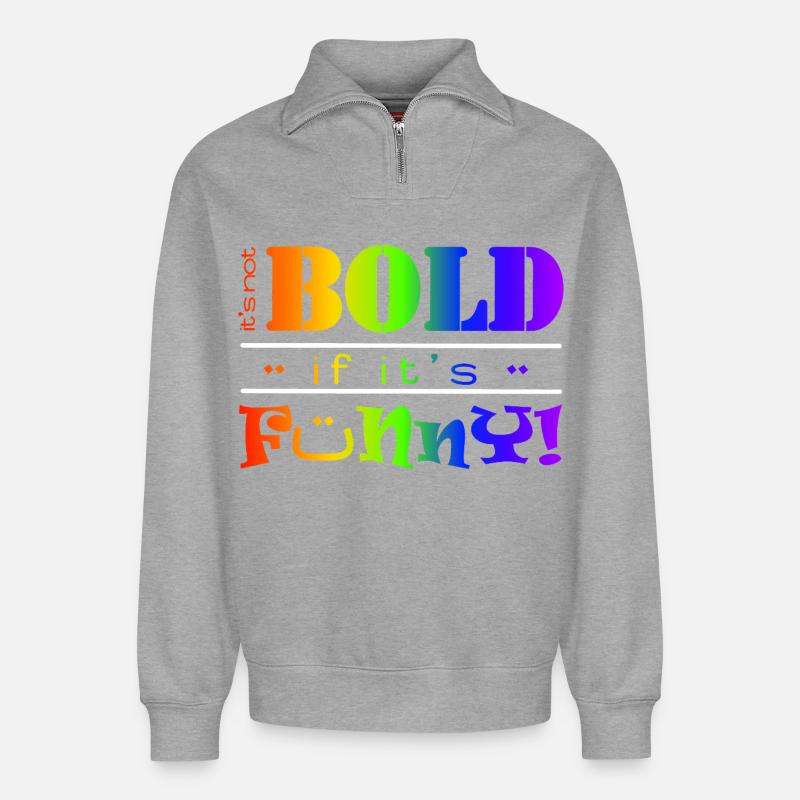 Lebendiger Regenbogen Lustiges Mutiges Textdesign - Relaxed Unisex Organic Half Zip Sweatshirt – von SPREAD - Grau meliert