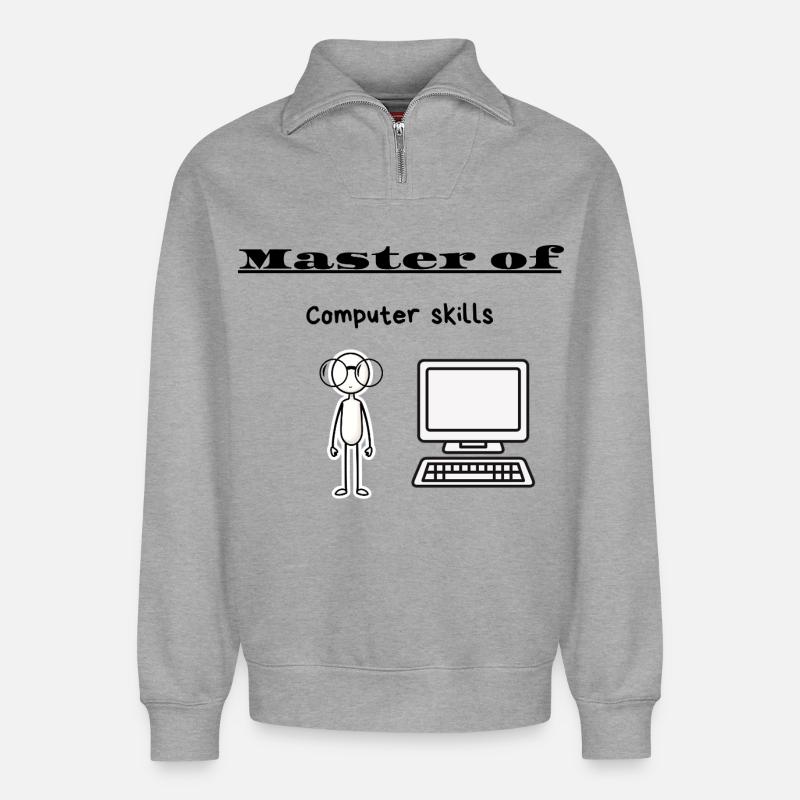 Master der Computerfähigkeiten - Relaxed Unisex Organic Half Zip Sweatshirt – von SPREAD - Grau meliert