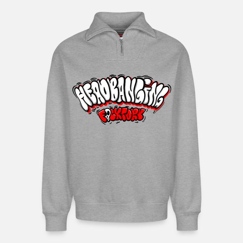 Headbanging Network Graffiti - Relaxed Unisex Organic Half Zip Sweatshirt – by SPREAD - heather grey
