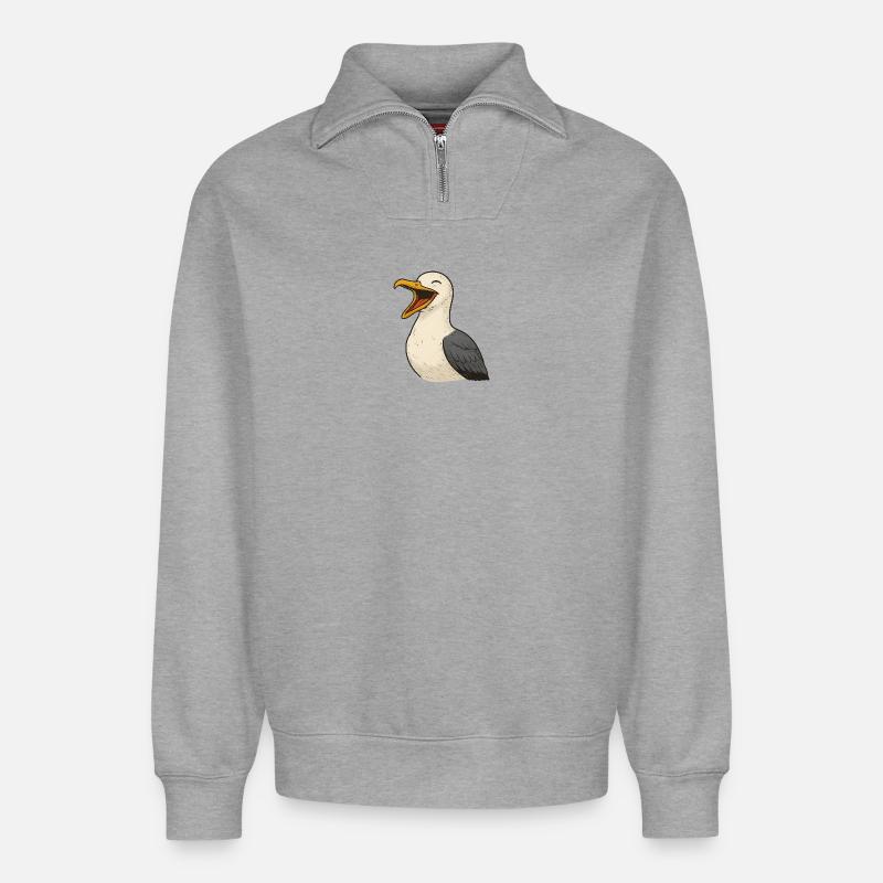 Lachende_Moewe - Relaxed Unisex Organic Half Zip Sweatshirt – von SPREAD - Grau meliert