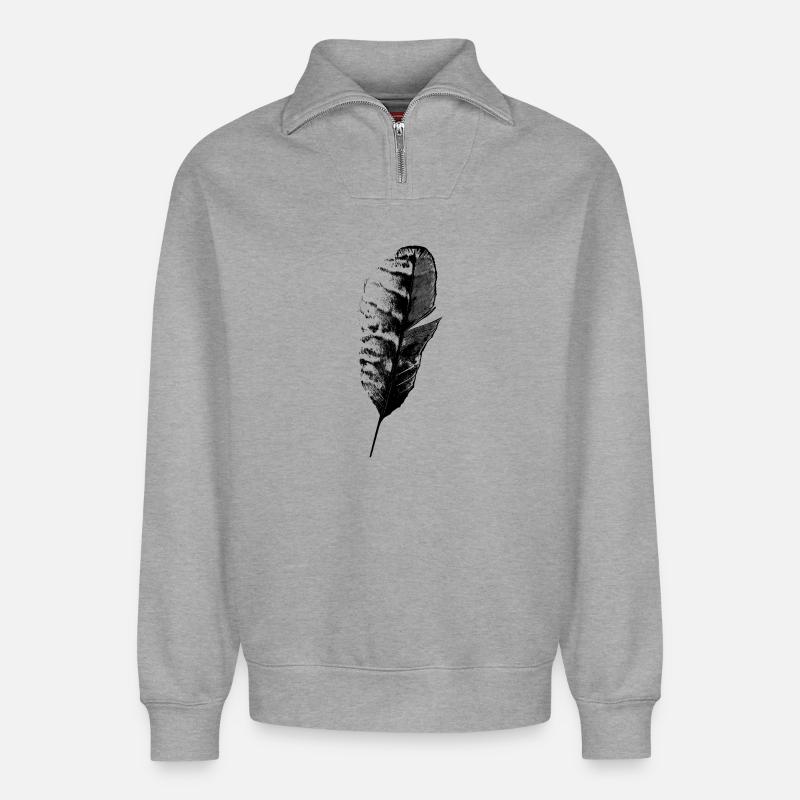 Feder Schreibfeder - Relaxed Unisex Organic Half Zip Sweatshirt – von SPREAD - Grau meliert