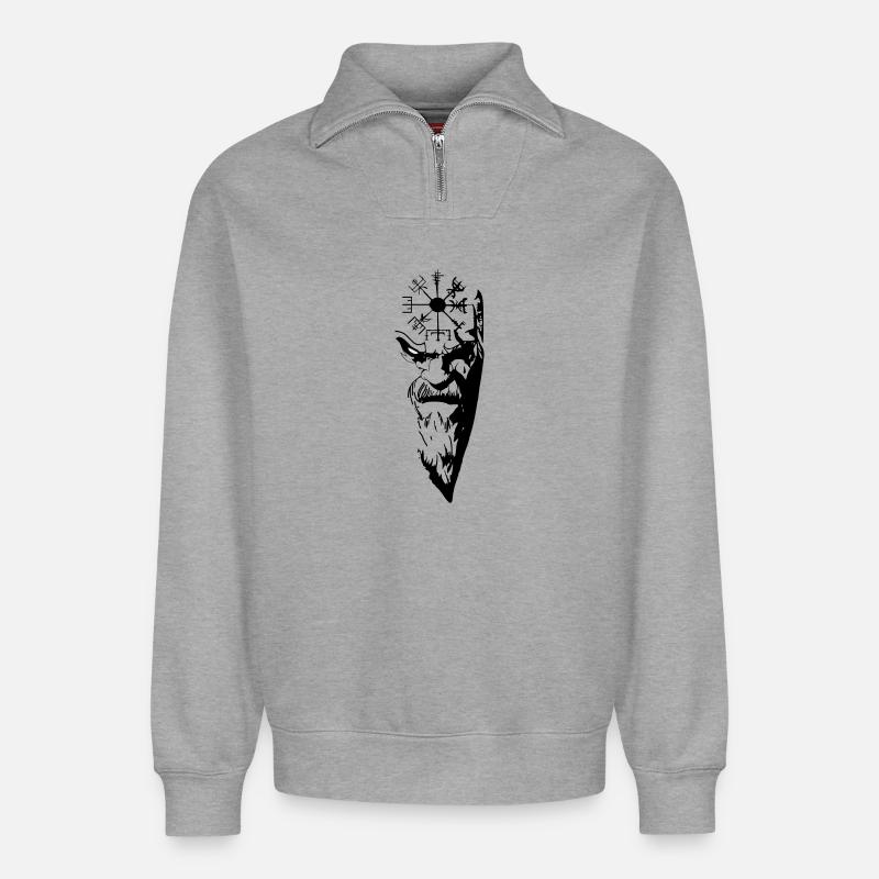 Odin - Sweat unisexe décontracté en coton biologique à demi-zip – de SPREAD - gris chiné