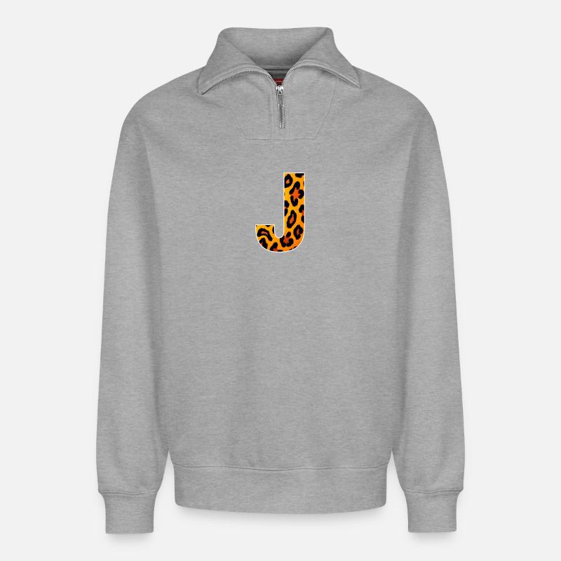 LeopardJ Letter - Relaxed Unisex Organic Half Zip Sweatshirt – by SPREAD - heather grey