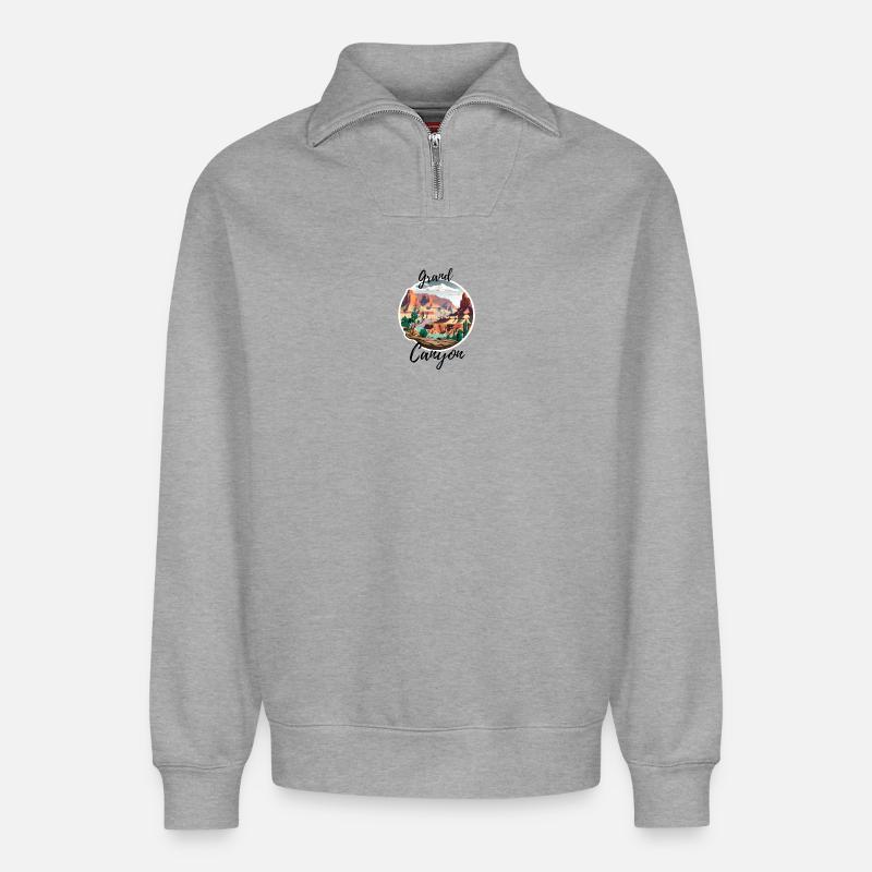 Grand Canyon - Relaxed Unisex Organic Half Zip Sweatshirt – von SPREAD - Grau meliert