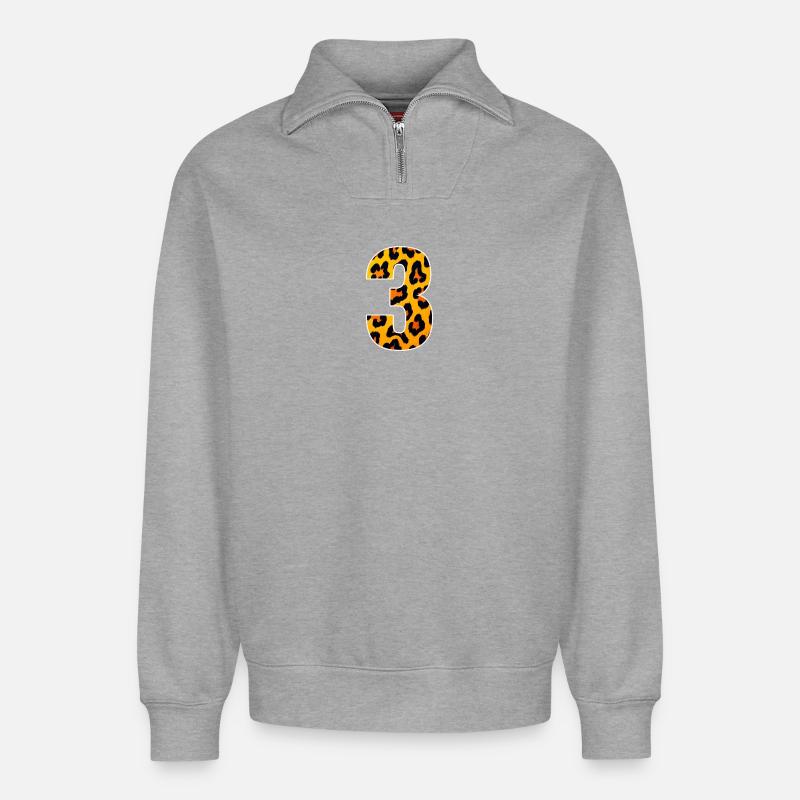 Motif numérique Léopard 3 - Sweat unisexe décontracté en coton biologique à demi-zip – de SPREAD - gris chiné