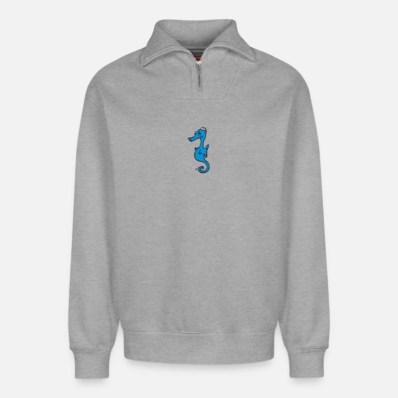 Seepferdchen - Relaxed Unisex Organic Half Zip Sweatshirt – von SPREAD - Grau meliert