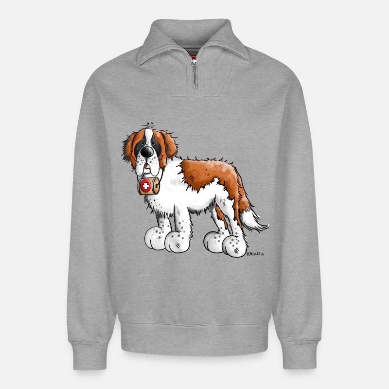 Der Bernhardiner - Relaxed Unisex Organic Half Zip Sweatshirt – von SPREAD - Grau meliert
