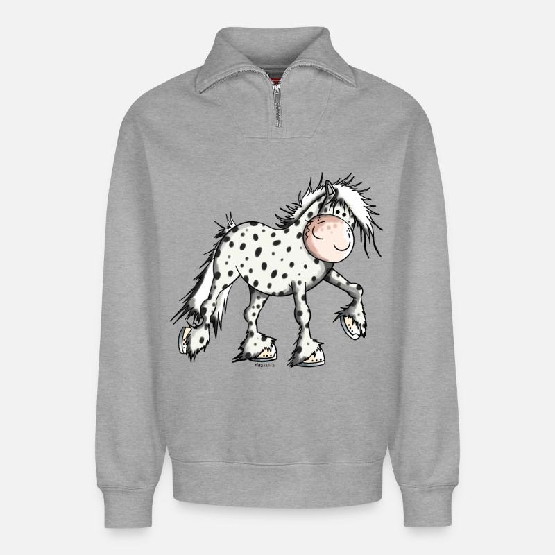 Karuna der Knabstrupper - Relaxed Unisex Organic Half Zip Sweatshirt – von SPREAD - Grau meliert