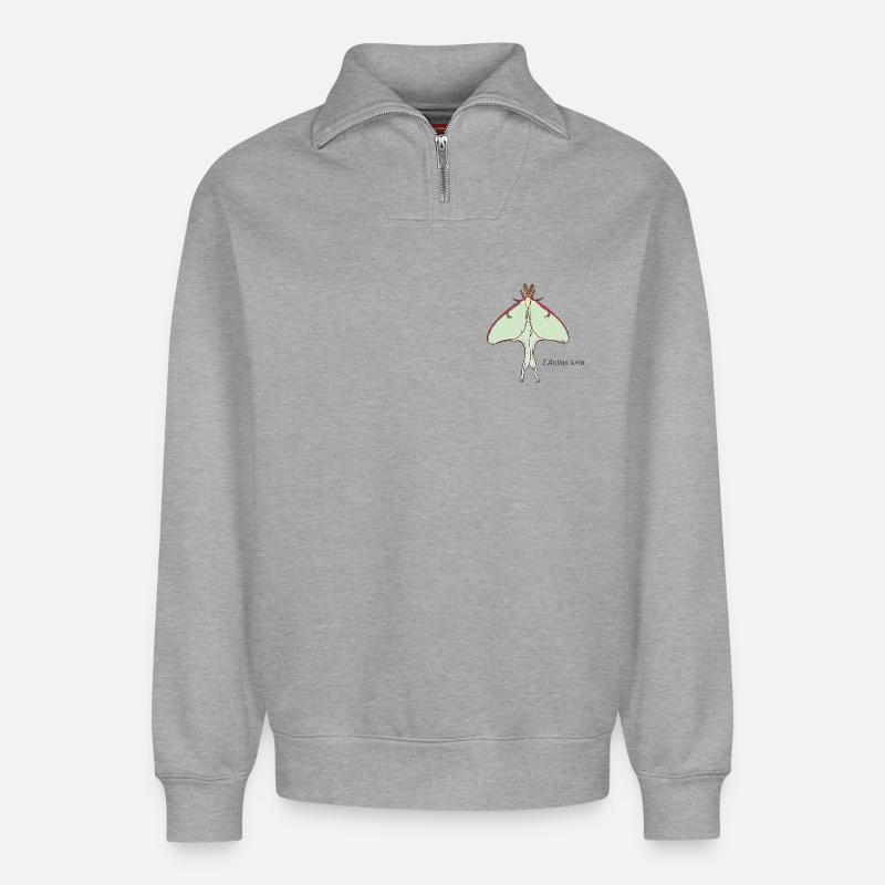 papillon - Sweat unisexe décontracté en coton biologique à demi-zip – de SPREAD - gris chiné