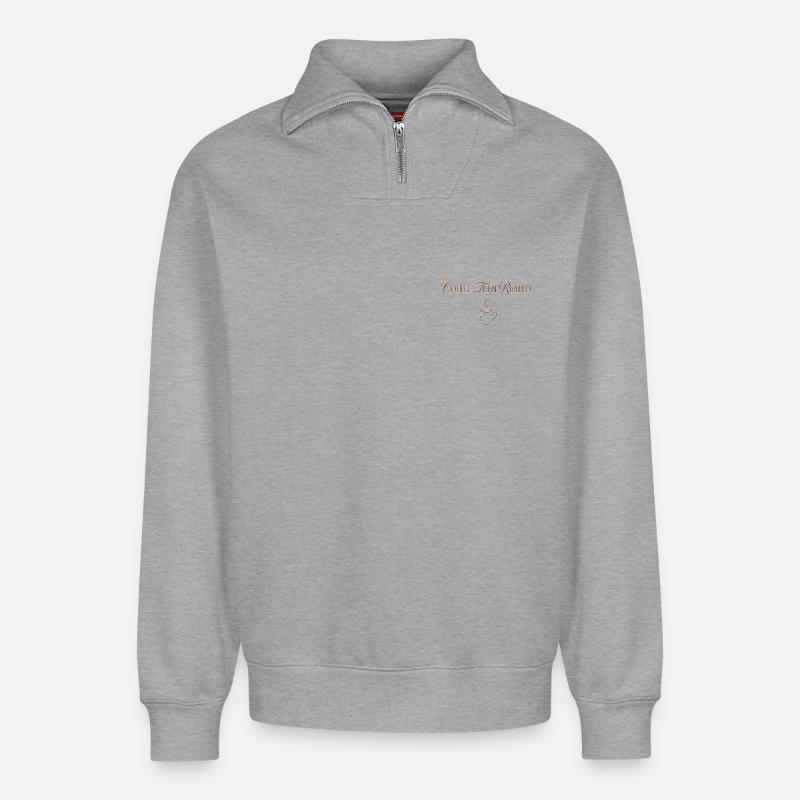 Coffee Like - Relaxed Unisex Organic Half Zip Sweatshirt – von SPREAD - Grau meliert