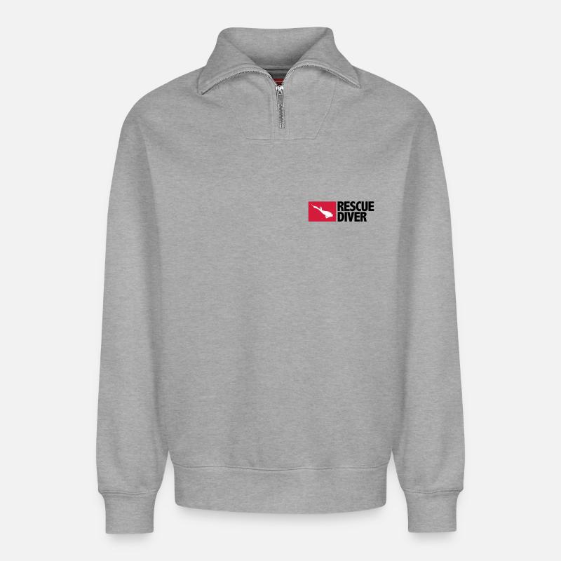 Rescue Diver - Sweat unisexe décontracté en coton biologique à demi-zip – de SPREAD - gris chiné