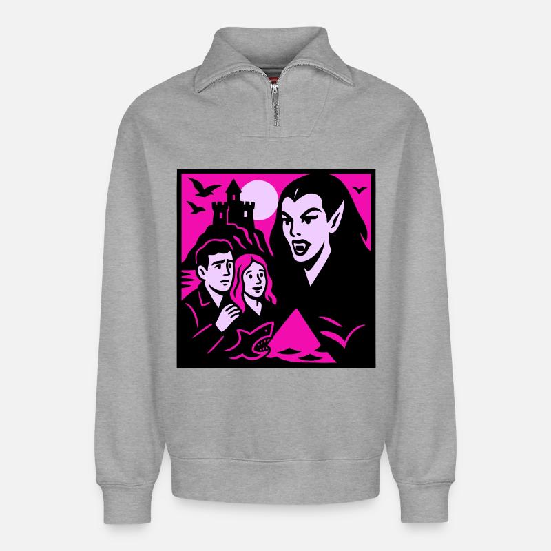 Vampire Countess - Relaxed Unisex Organic Half Zip Sweatshirt – by SPREAD - heather grey