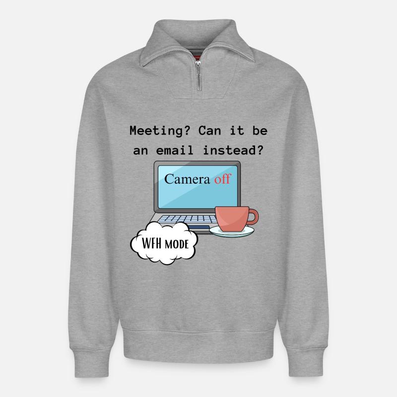 Treffen lustige WFH ändern Computermodus Arbeit. - Relaxed Unisex Organic Half Zip Sweatshirt – von SPREAD - Grau meliert