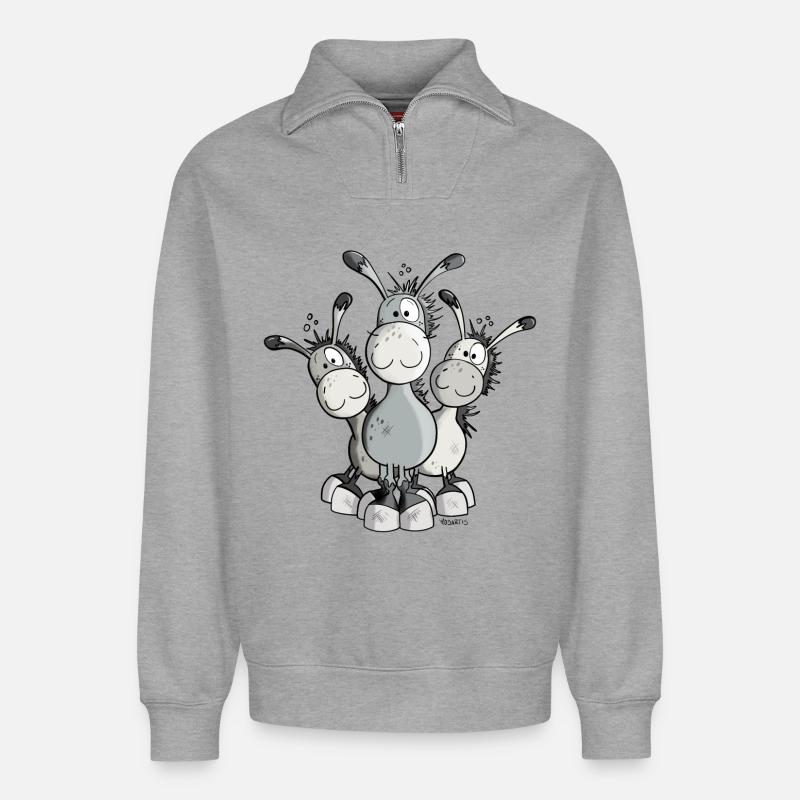 Das Esel Team - Relaxed Unisex Organic Half Zip Sweatshirt – von SPREAD - Grau meliert