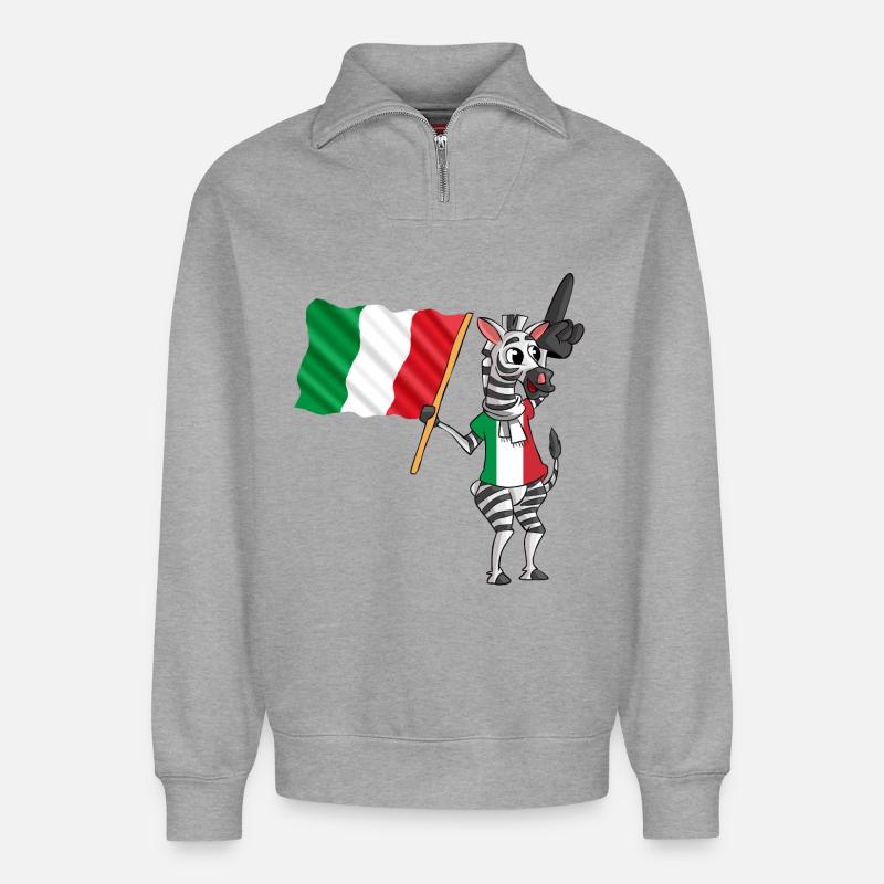 Italiener Zebra - Relaxed Unisex Organic Half Zip Sweatshirt – von SPREAD - Grau meliert