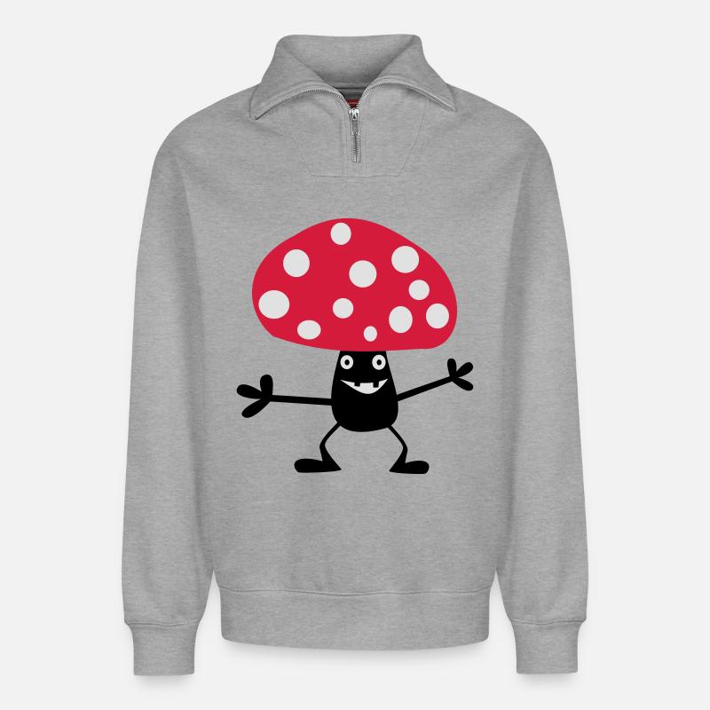 Naughty Toadstool - Relaxed Unisex Organic Half Zip Sweatshirt – by SPREAD - heather grey