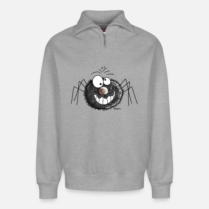 Arachnida - Sweat unisexe décontracté en coton biologique à demi-zip – de SPREAD - gris chiné