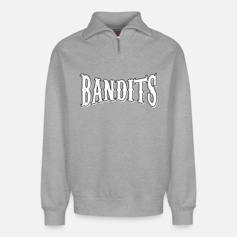 bandits - Relaxed Unisex Organic Half Zip Sweatshirt – von SPREAD - Grau meliert