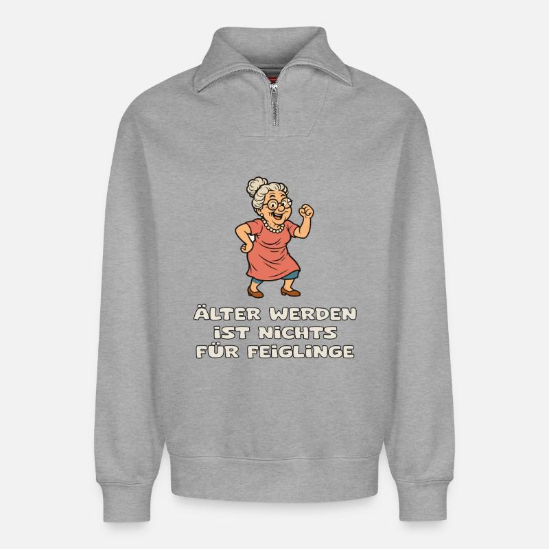 Growing older Courageously avoiding cowards - Relaxed Unisex Organic Half Zip Sweatshirt – by SPREAD - heather grey