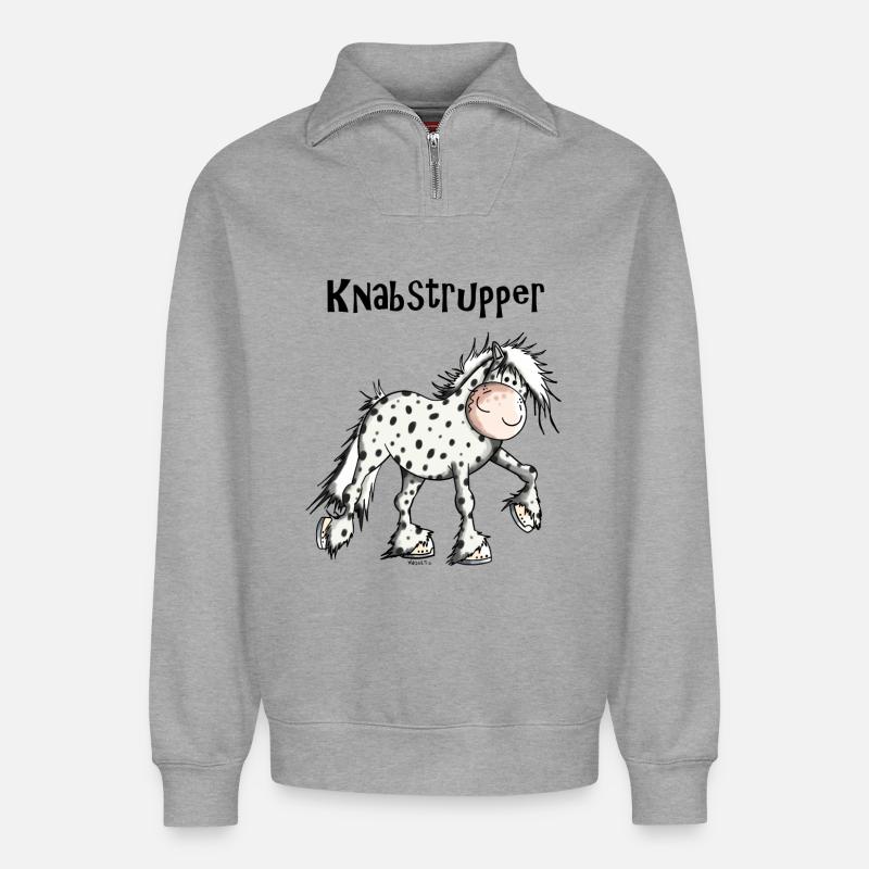 Kanika der Knabstrupper - Relaxed Unisex Organic Half Zip Sweatshirt – von SPREAD - Grau meliert