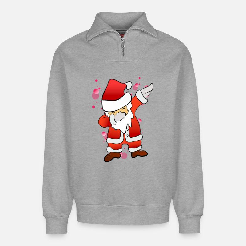 Dabbing Nicholas - Relaxed Unisex Organic Half Zip Sweatshirt – by SPREAD - heather grey