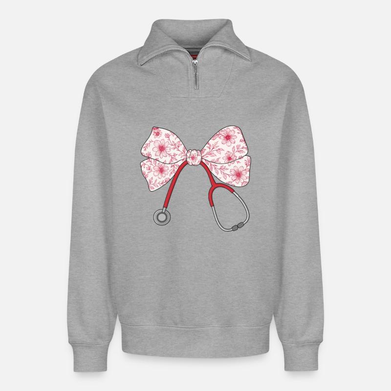 Nurse, Stethoscope, Loop - Relaxed Unisex Organic Half Zip Sweatshirt – by SPREAD - heather grey