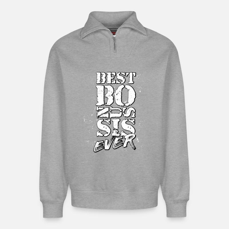 Schwester - Relaxed Unisex Organic Half Zip Sweatshirt – von SPREAD - Grau meliert