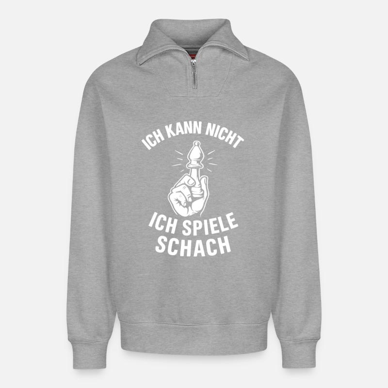 Schach Ausrede - Relaxed Unisex Organic Half Zip Sweatshirt – von SPREAD - Grau meliert