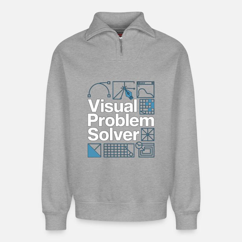 Graphic Designer Visual Problem Creative Designer - Relaxed Unisex Organic Half Zip Sweatshirt – von SPREAD - Grau meliert