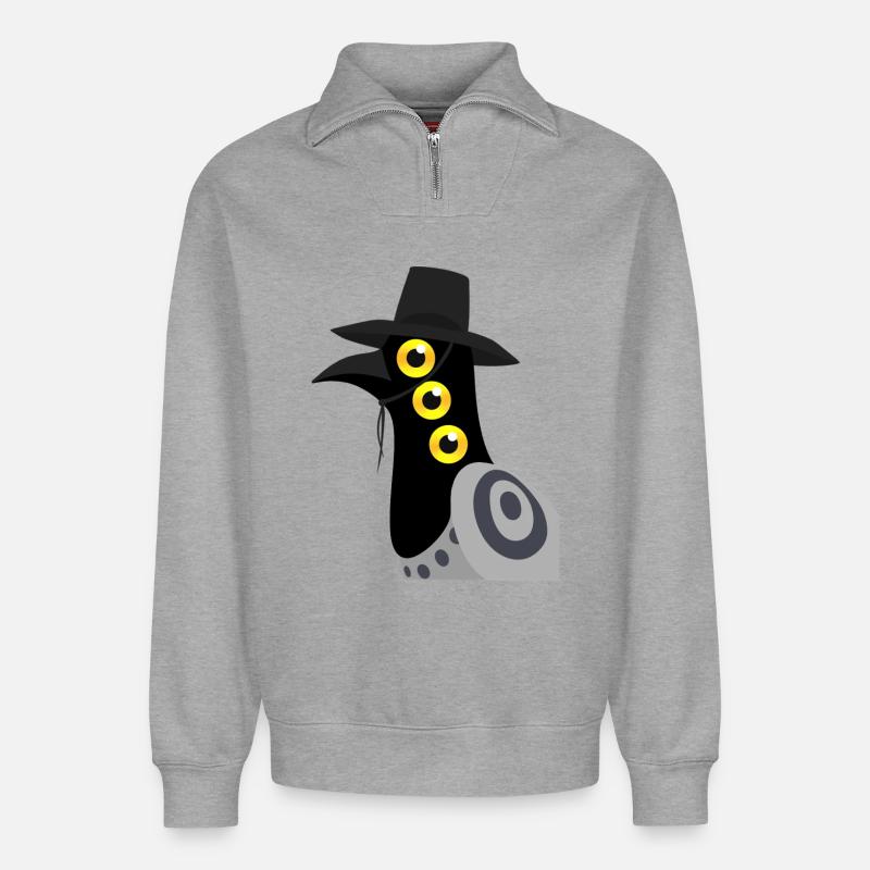 Dämonischer Vogel - Relaxed Unisex Organic Half Zip Sweatshirt – von SPREAD - Grau meliert