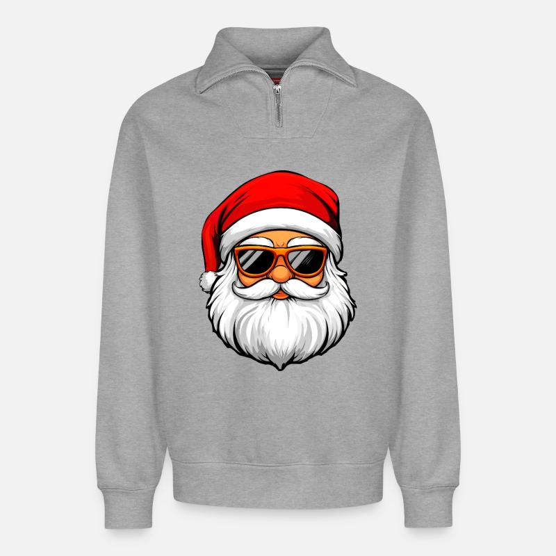 Cooler Weihnachtsmann - Relaxed Unisex Organic Half Zip Sweatshirt – von SPREAD - Grau meliert