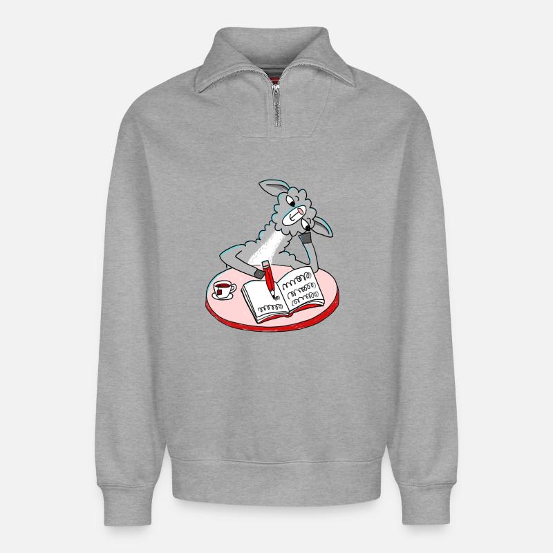 Lama writes diary - Relaxed Unisex Organic Half Zip Sweatshirt – by SPREAD - heather grey